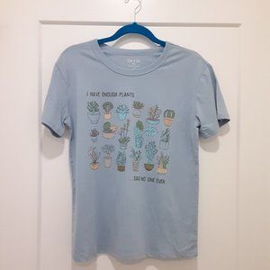 ZOE + LIV blue graphic tee for plant lovers (M)